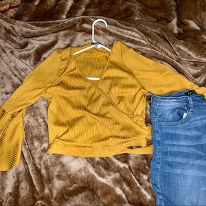 Charlotte Russe Mustard wrap top